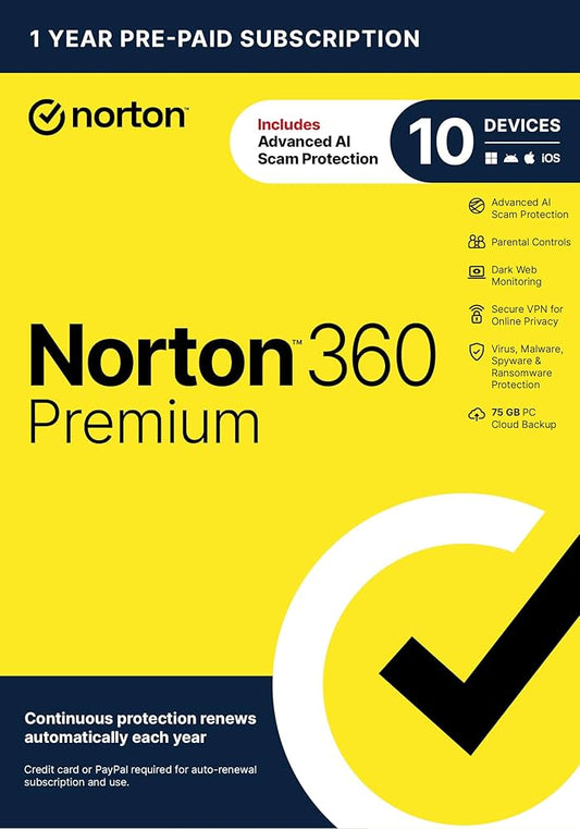 Norton 360 premium 10 device 1 year